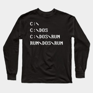 C DOS RUN White Ink Long Sleeve T-Shirt